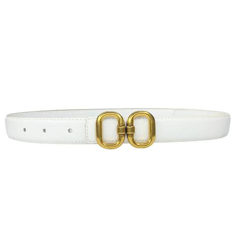 Double Oval Linked Belt in White