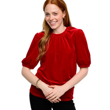  Red Velvet Rouched Neck Top