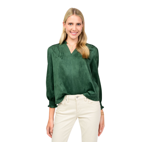 Meg Hunter Long Sleeve Suede Top