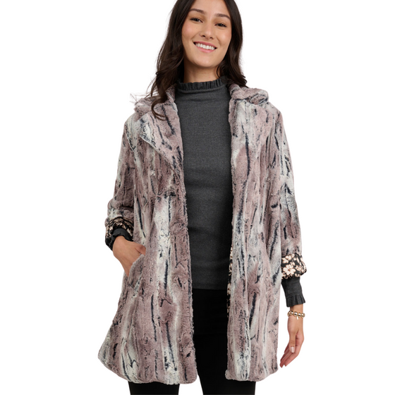 Pewter Faux-fur coat