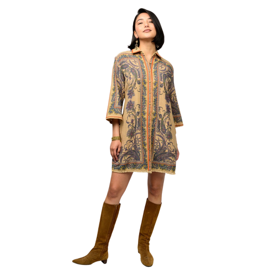 Paisley Border Shirtdress