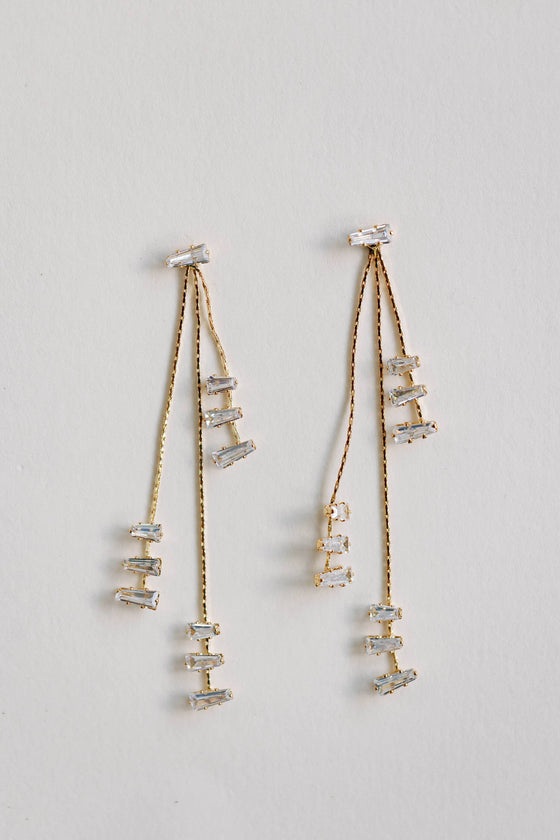 St Armands Designs of Sarasota - Cascading Diamond Tassel Statement Earrings