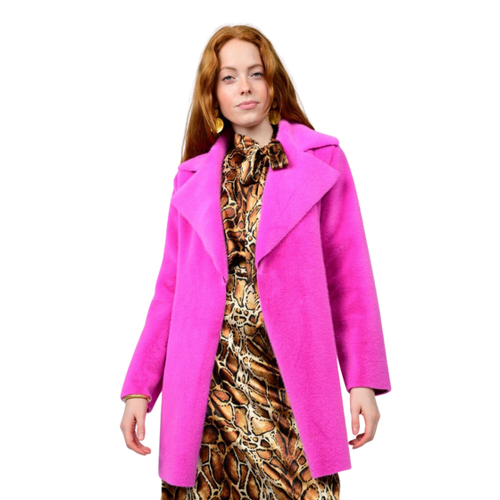 Hot Pink Faux Fur and Suede Coat
