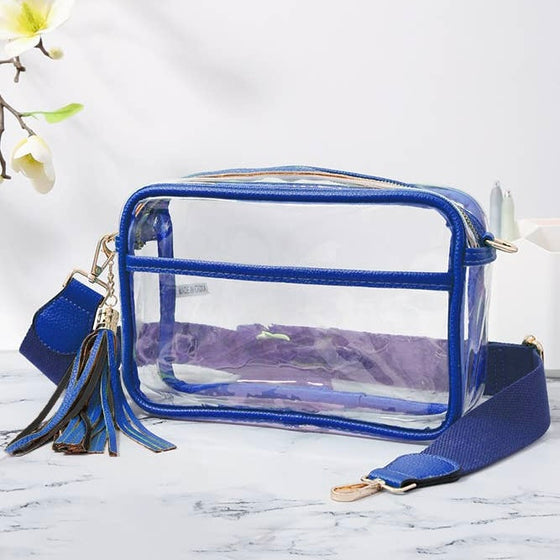 Clear Cross Body Camera Bag in Royal Blue