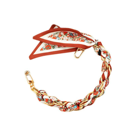 Gemelli - Gold Phone Chain with Scarf Red and White Floral - Short MM