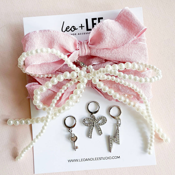 Leo & Lee Studio - Shoe Charm and Lace Sets |  Sneaker Charm and Lace Sets : Hot Pink Laces/Honeycomb/Bee/Flower