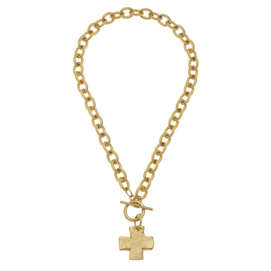 Susan Shaw - Gold Cross Front Toggle Necklace