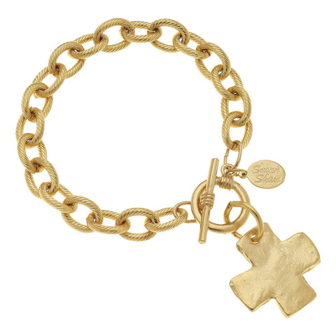 Susan Shaw - Gold Cross Toggle Bracelet