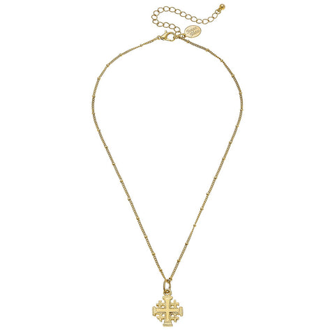 Susan Shaw - Gold Multi Cross on Beaded Chain Necklace