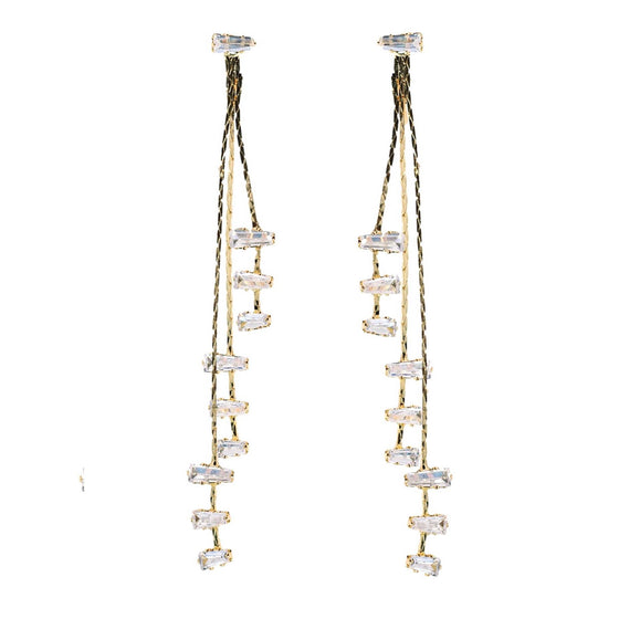 St Armands Designs of Sarasota - Cascading Diamond Tassel Statement Earrings